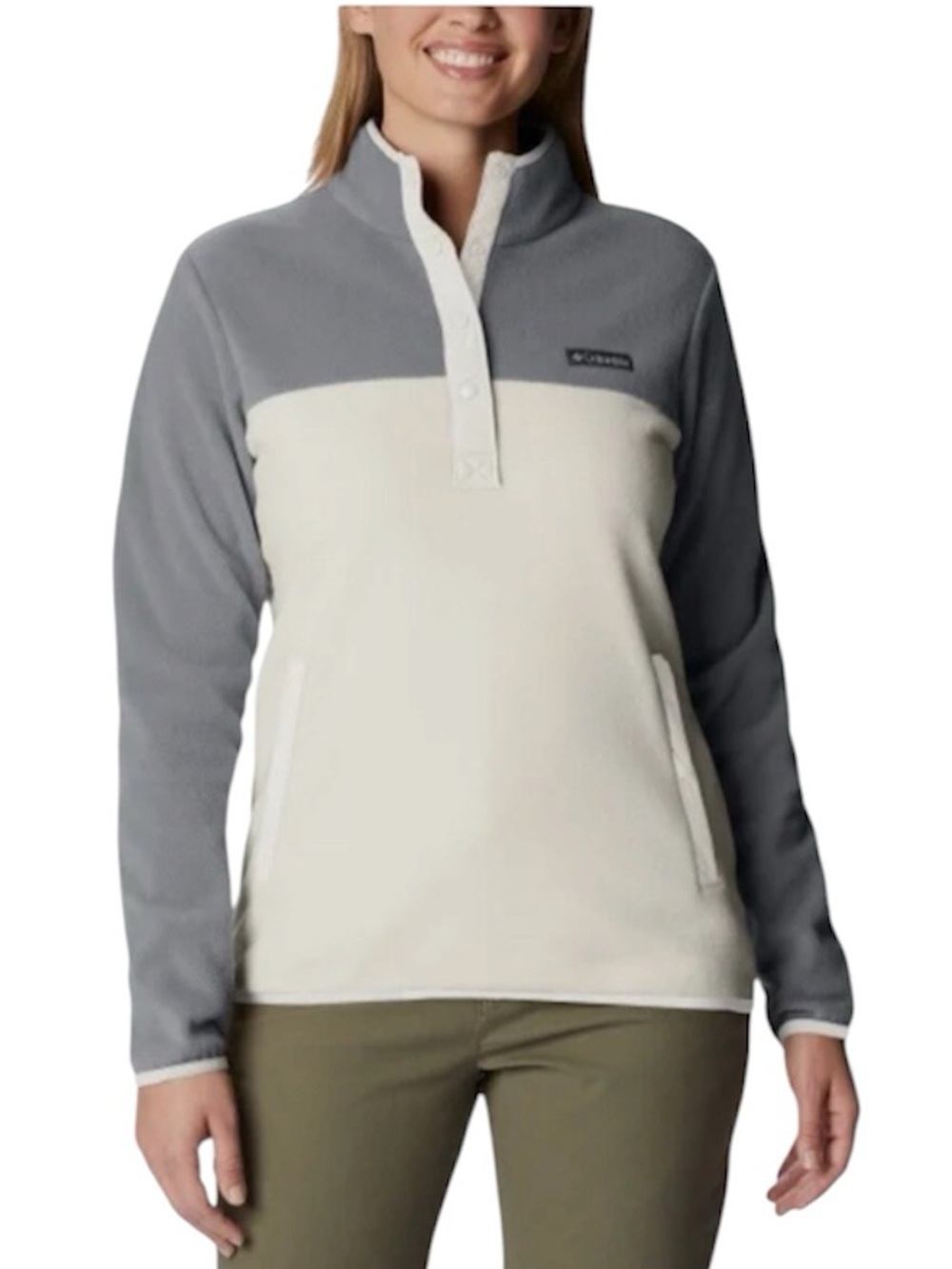 Columbia Benton Springs II Two-Tone Half-Snap Pullover Gray & Cream Size XL